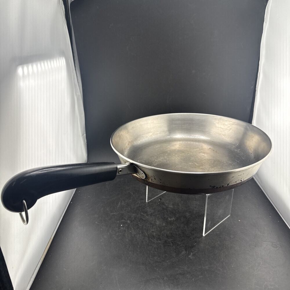 Vintage Revere Ware 10" Skillet Frying Pan 1801 Copper Bottom 1985 Clinton ILL